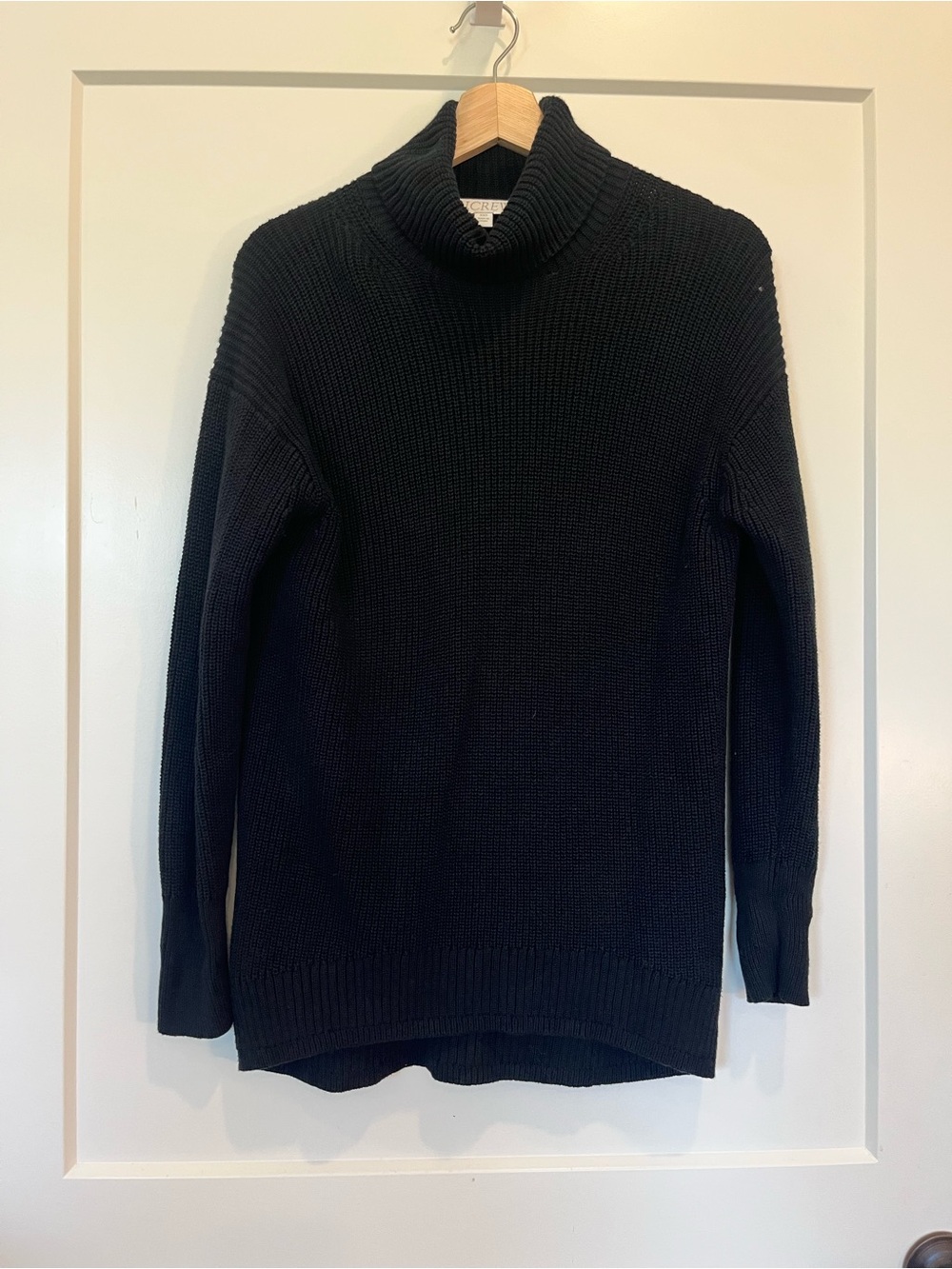 J Crew black classic turtleneck chunky oversized minimalist preppy sweater XXS